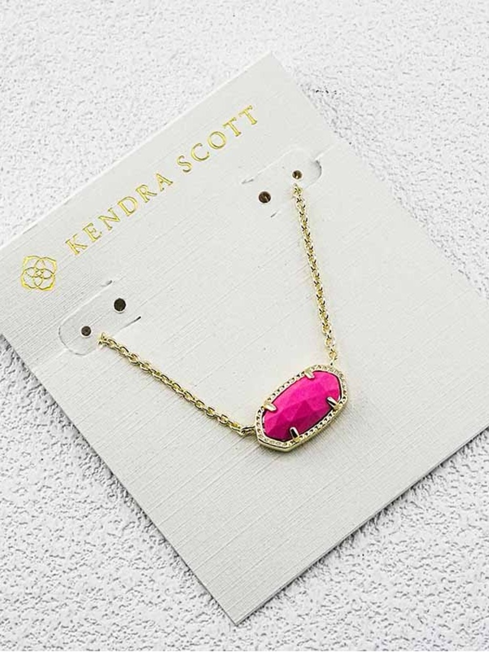 Kendra Scott Gold Necklace with Hot Pink Stone